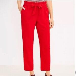 LOFT Red High Rise Pull-On Tie Dress Pants Size Large